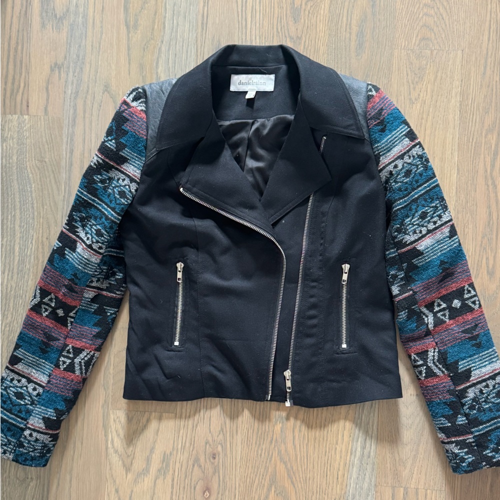 Daniel Rainn Black Jacket with Patterned Sleeves